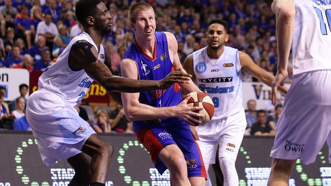 Brock Motum playing in the NBL with the Adelaide 36ers in 2015. Brock Motum Picture Dylan Coker