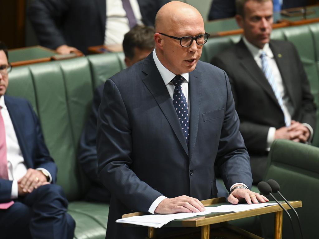 The Opposition Leader made migration a feature of his budget reply speech. Picture: NCA NewsWire / Martin Ollman