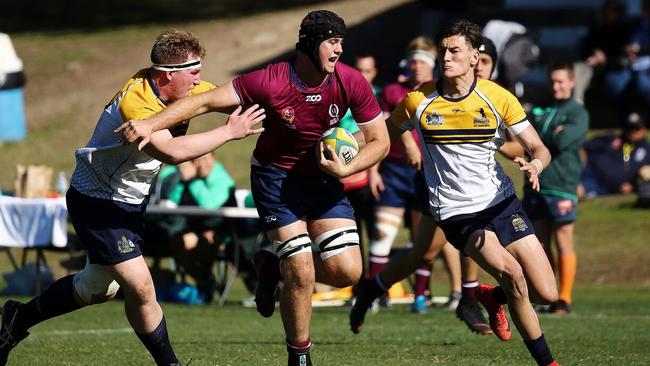 Queensland Schoolboys rugby captain Tom Van der Schyff on the charge. Picture: Karen Watson, Rugby Aust