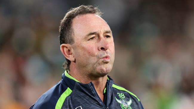 Raiders coach Ricky Stuart isn’t a fan of the media ban. Picture: Brendon Thorne/Getty Images