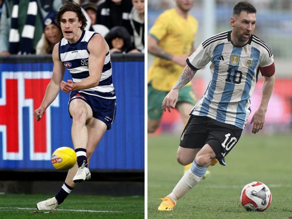 Gryan Miers’ cross has been compared to Lionel Messi. Photos: Getty Images