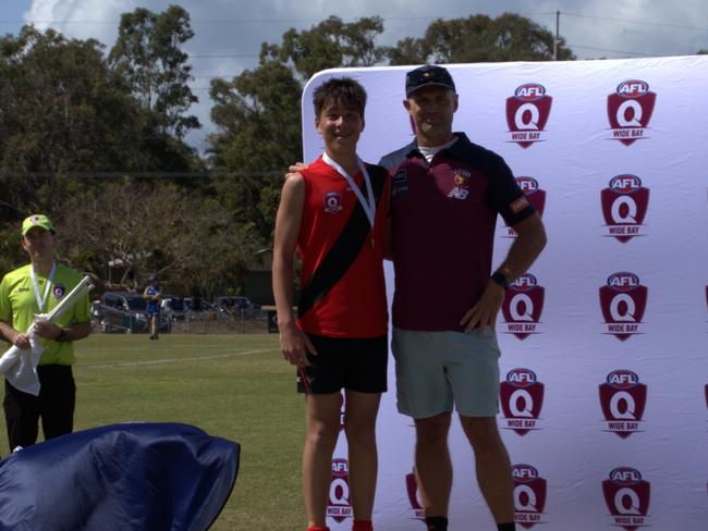 Dan Sapsworth of Hervey Bay Bombers won the best on ground award for the under 14's in AFL Wide Bay. Picture: Supplied