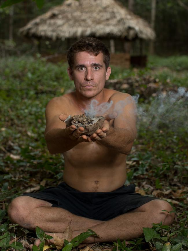 John Plant in the jungle near Cairns in Far North Queensland where he films his Primitive Technology videos. Picture: Marc McCormack