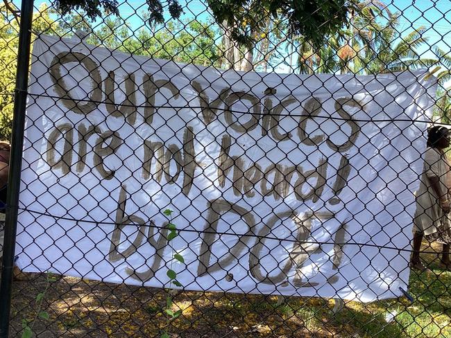 Sign displayed during a Barunga School protest in September