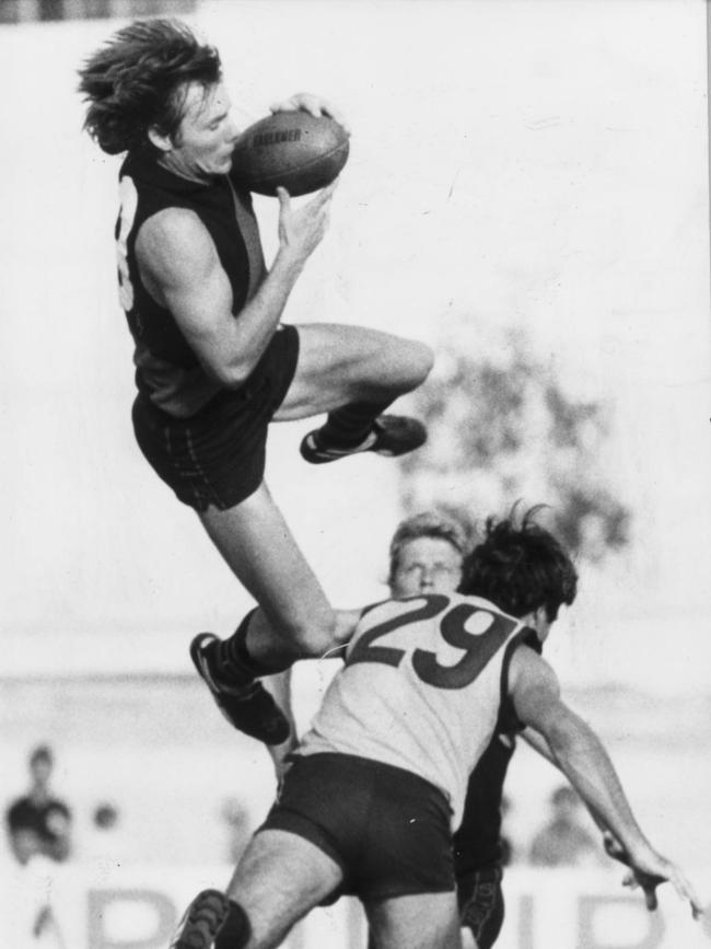 Former Immanuel and West Adelaide footballer Roger Luders taking an eye-catching mark.