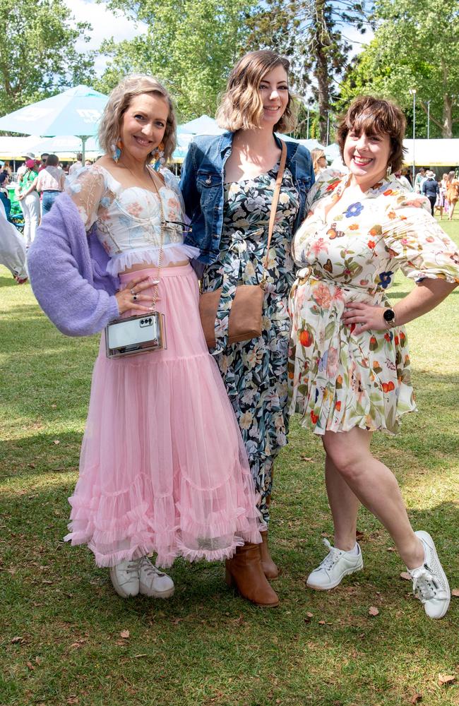 (From left) Hannah Kraschnesfski, Ashleigh Baker and Sam Illing, Toowoomba Carnival of Flowers Festival of Food and Wine, Saturday, September 14th, 2024. Picture: Bev Lacey