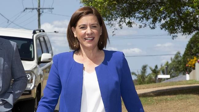 Queensland LNP opposition leader Deb Frecklington on the campaign trail in Mansfield. Picture: NCA NewsWire/Sarah Marshall