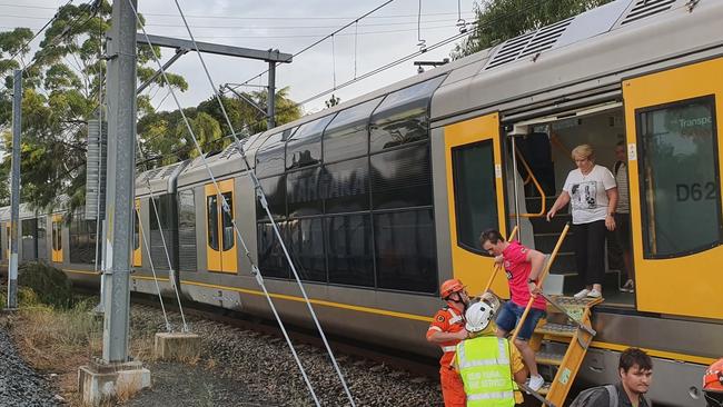 A tree fell on a train between Sutherland and Kirrawee during the violent storm supercell in January 2020. Picture: Sydney Trains