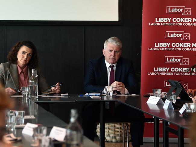 Jobs round table at Ocean Grove with unions, major Geelong employers. Corangamite MP Libby Coker and Minister for Skills and Training Brendan O'Connor.