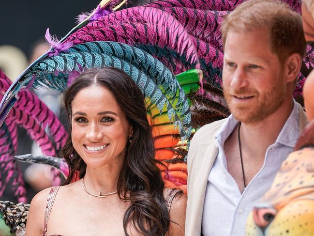 BOGOTA, COLOMBIA - AUGUST 15: Meghan, Duchess of Sussex and Prince Harry, Duke of Sussex pose for a photo at Centro Nacional de las Artes Delia Zapata during a visit to Colombia on August 15, 2024 in Bogota, Colombia. (Photo by Diego Cuevas/Getty Images)