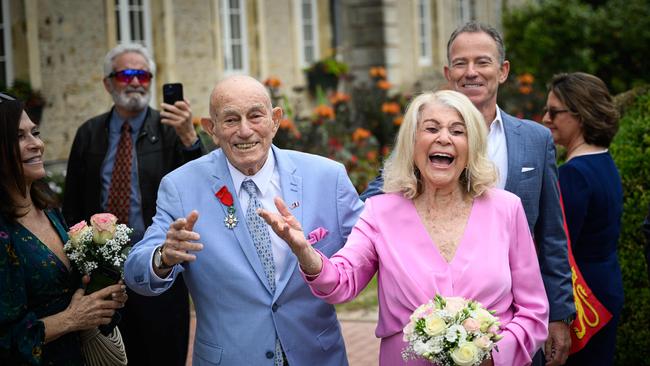 US WWII veteran Harold Terens and Jeanne Swerlin at their wedding last year. Picture: AFP