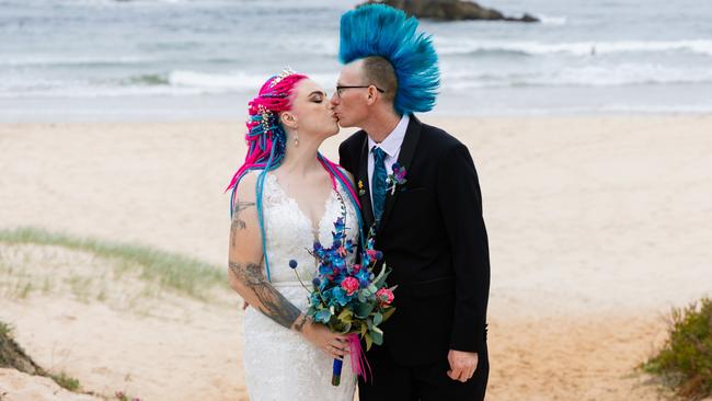 Ryan Channells with his wife Carlie on their wedding day. Picture: Lucy Humphries Photography