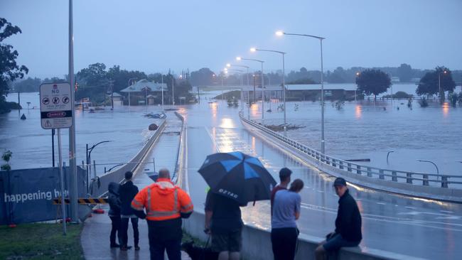 The Hawkesbury River could today go higher than 16m. Picture: Damian Shaw