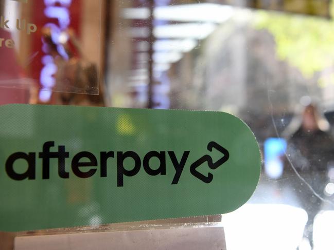 SYDNEY, AUSTRALIA - NewsWire Photos APRIL, 24, 2021: An Afterpay sign is seen in a shop window in Sydney. Picture: NCA NewsWire/Bianca De Marchi