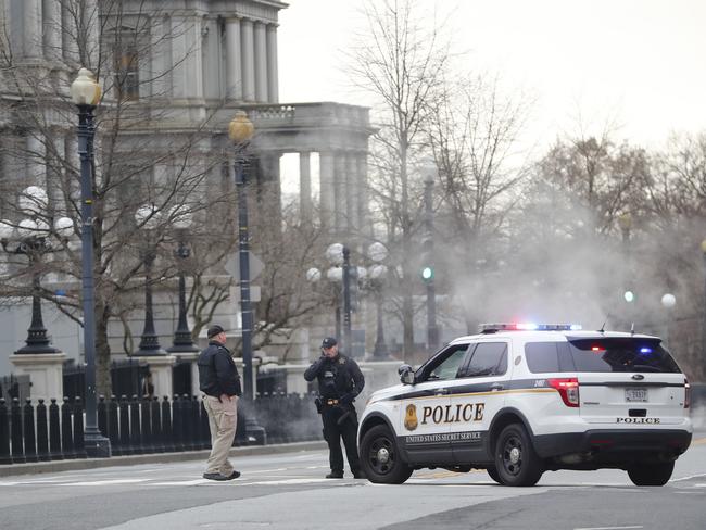 Police block 17th Street near the White House after the ramming. Picture: AP Photo/Pablo Martinez Monsivais