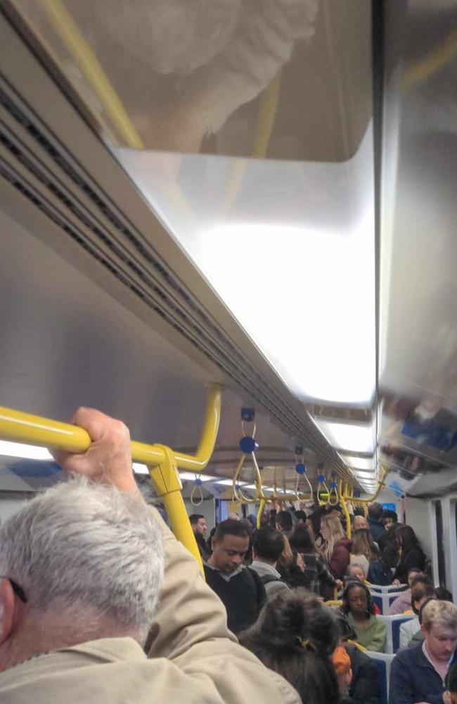 The commuter said one train from Southern Cross to Sunshine station was so full it couldn’t stop in the City Loop. Picture: Supplied