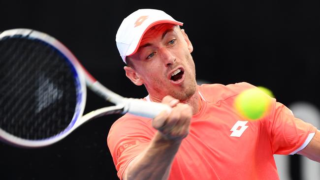 John Millman fought hard but was no match for Grigor Dimitrov in the second round at the Brisbane International. Picture: AAP  