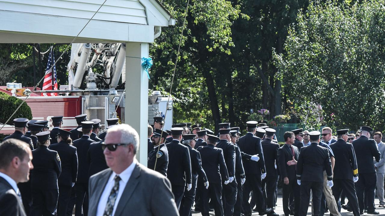 First responders gather at a funeral home to pay respects to Gabby Petito.