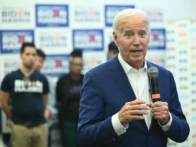 US President Joe Biden speaks to supporters and volunteers during a visit to the Roxborough Democratic Coordinated Campaign Office in Philadelphia, Pennsylvania. Picture: AFP