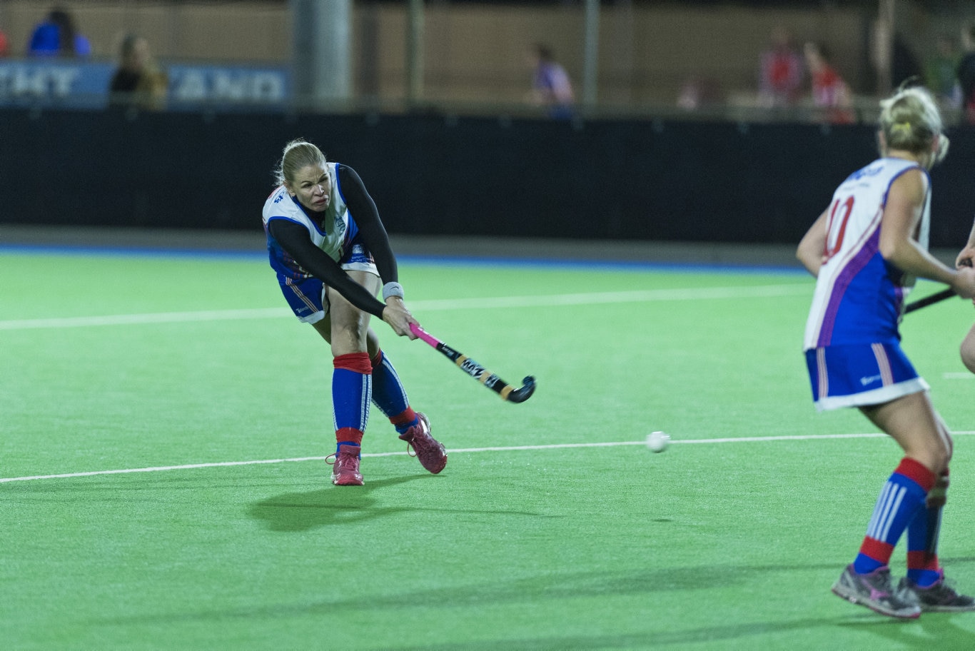 Tammy Williams of Rangeville hits out against Red Lions in Toowoomba Hockey COVID Cup women round two at Clyde Park, Friday, July 17, 2020. Picture: Kevin Farmer