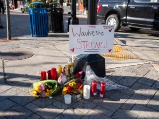 Memorials have been placed along the street where the incident happened. Picture: Jim Vondruska/Getty Images