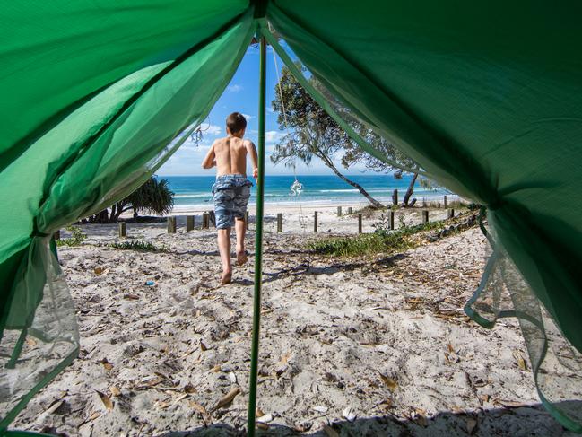 Camping at Bribie Island. Photo for Moreton Life magazine.