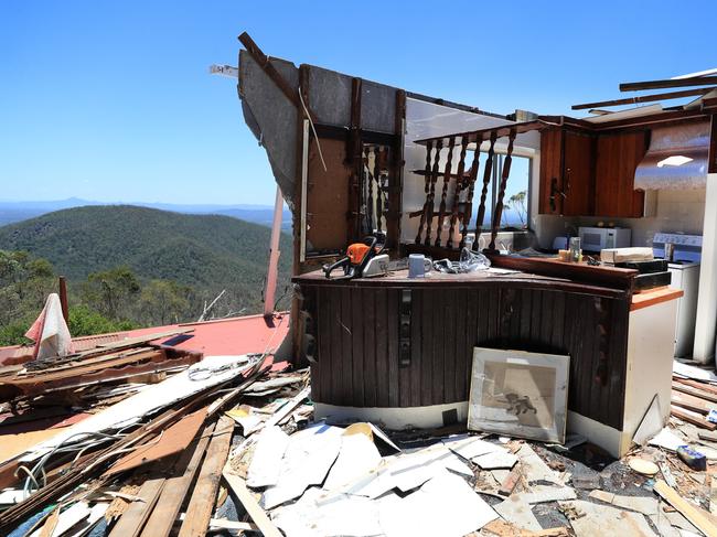 Len Latours’ home at Tamborine, that was all but wiped out in the ferocious storm. Picture: NCA NewsWire / Scott Powick
