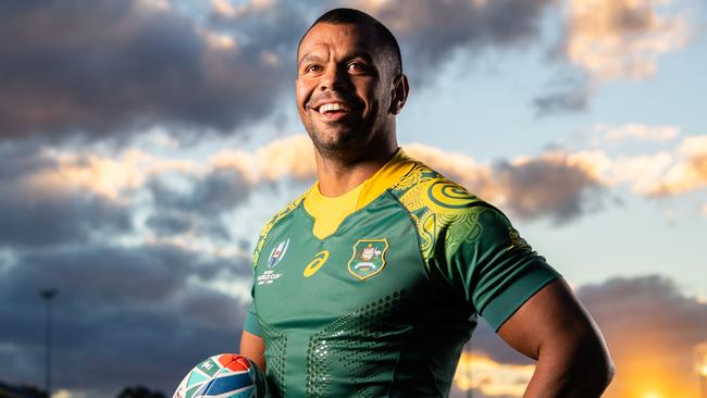 Kurtley Beale in the official Wallabies 2019 Rugby World Cup indigenous jersey. Photo: Rugby AU Media/Stuart Walmsley