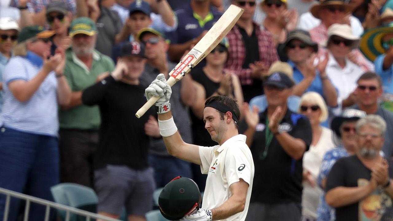 Kurtis Patterson soaks up the applause after scoring a Test ton.