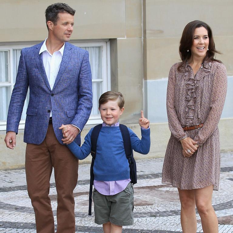 Prince Christian gets ready for his first day at Tranegard School. Picture: Chris Jackson/Getty Images