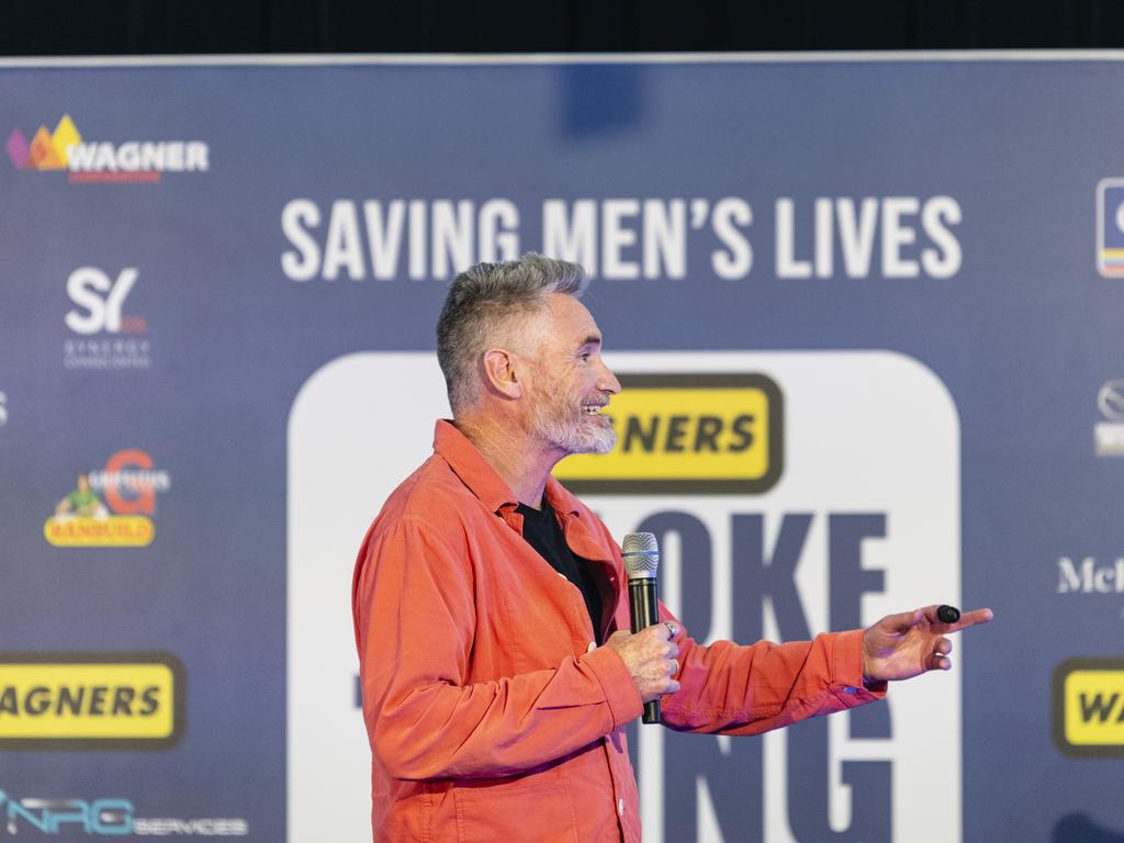 Dave Hughes on stage at It's A Bloke Thing 2023 at Wellcamp Airport, Friday, August 18, 2023. Picture: Kevin Farmer