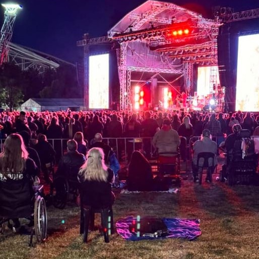 People in wheelchairs struggled to see the stage. Picture: Joel King / Facebook