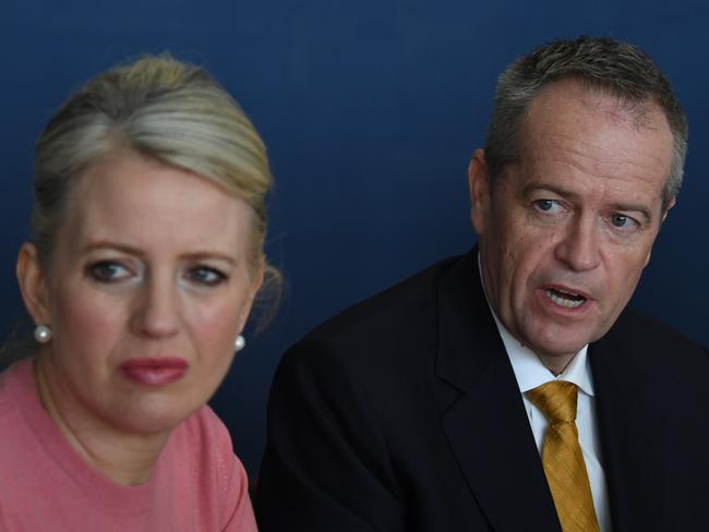 Opposition Leader Bill Shorten and wife Chloe in Tasmania on Tuesday. Picture: AAP