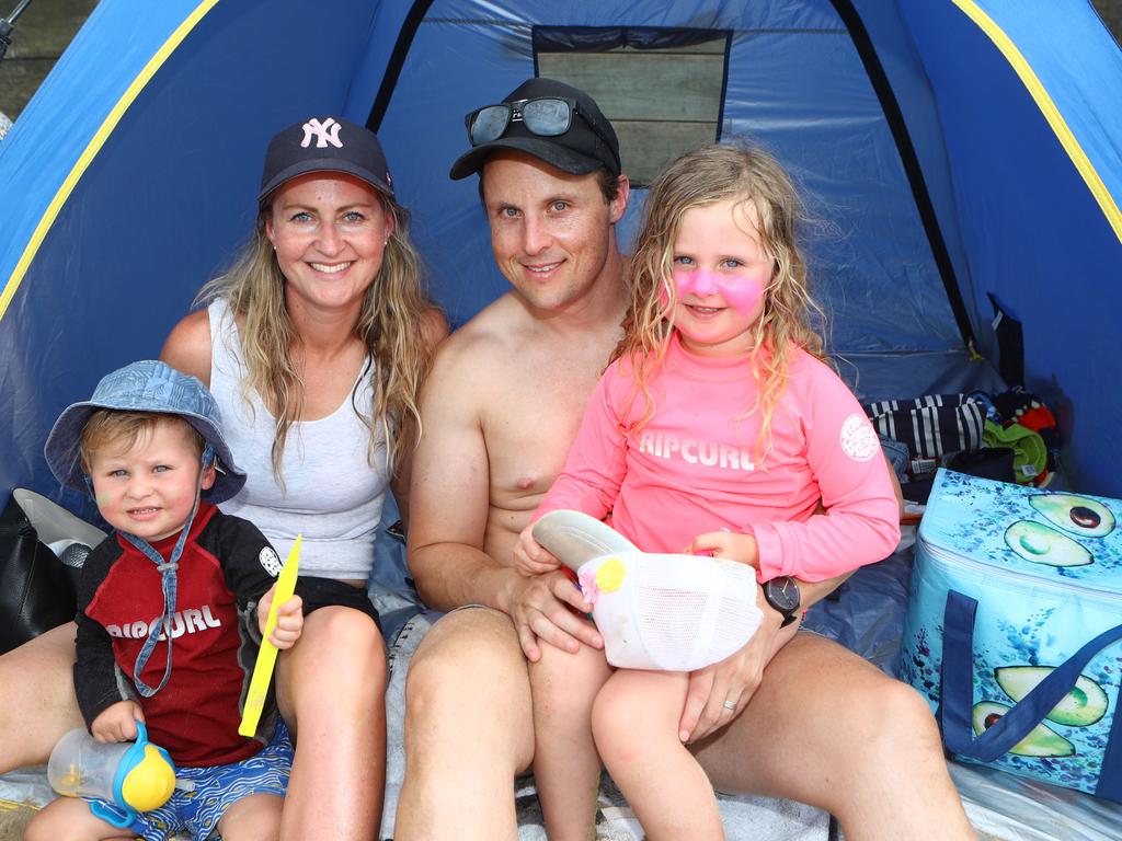 Beach Pics at Ocean Grove Rowena and Kin Cummins with their children Harry 2yrs and Penny 4yrs. (Camberwell) Picture: Glenn Ferguson