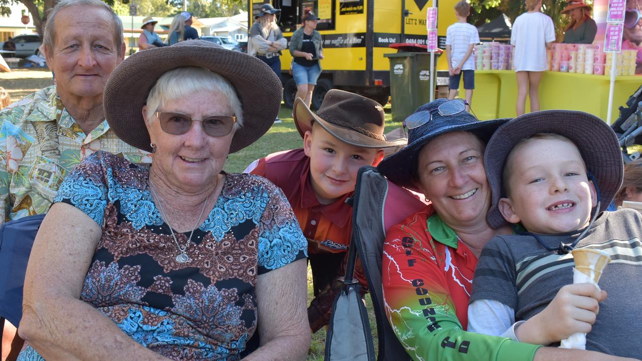 Three generations enjoy Savour Seaforth 2021 (from left) great-grandparents Len Everett and Barb Everett, from Walkerston, Jack Meaney, 7, gran Wendy Rolleston and Locke Meaney, 6, of Seaforth. Picture: Tara Miko