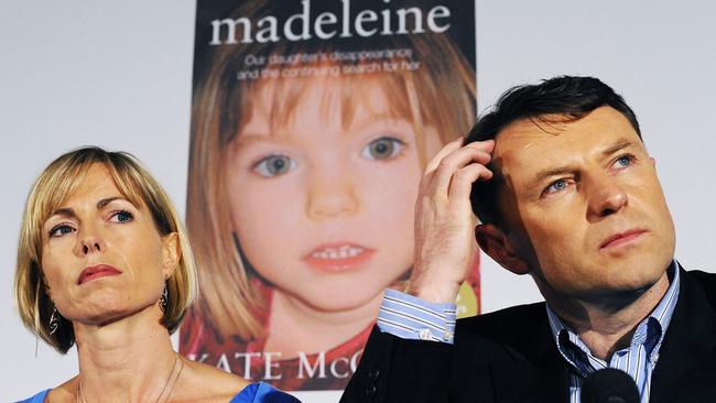 Kate and Gerry McCann, parents of missing Madeleine McCann, attend a press conference for the launch of the book 'Madeleine' in 2011. Picture: AFP