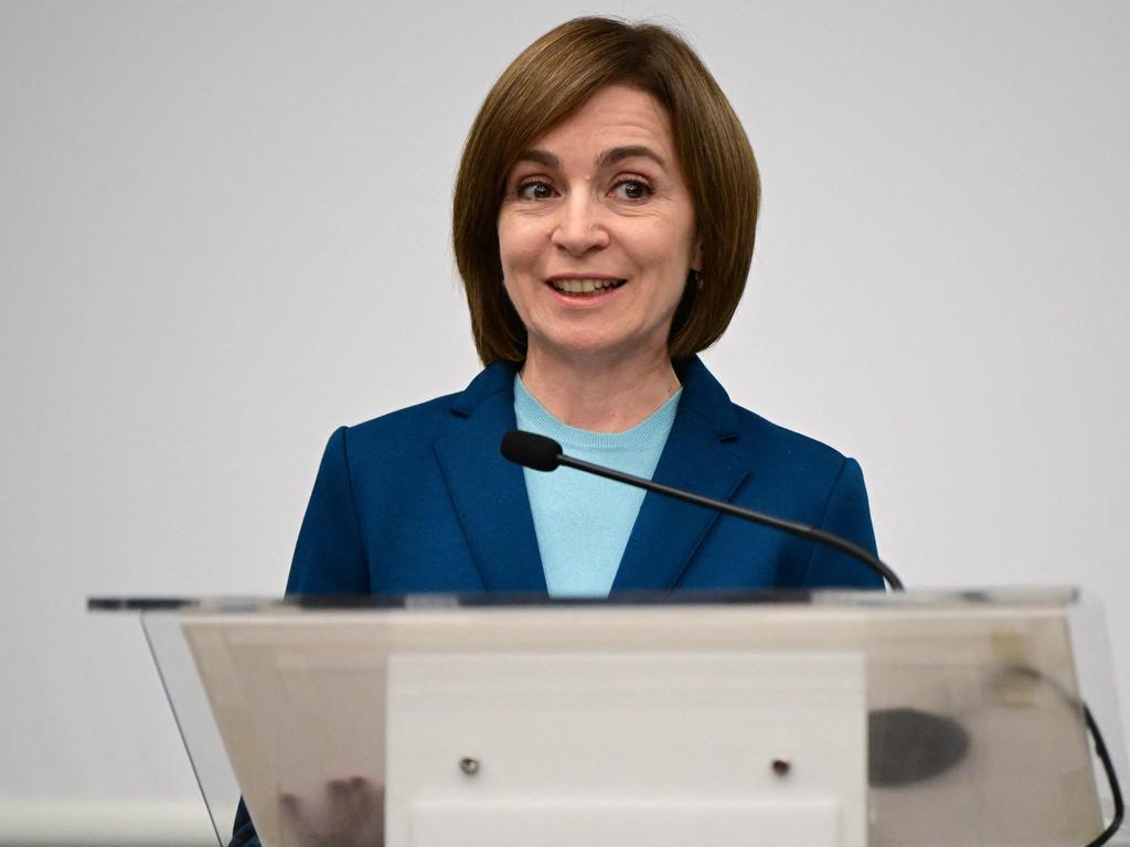 Moldovan President Maia Sandu delivers a statement after polling stations closed during the second round of the country's presidential election. Picture: AFP