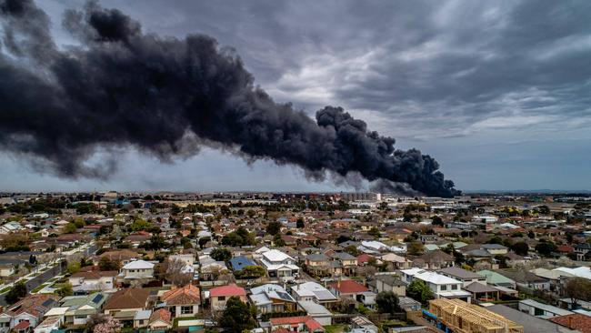 The West Footscray fire. Picture: Ben Schubert