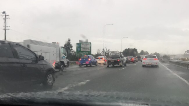 Morning traffic heading south near the Coomera exit on the M1.