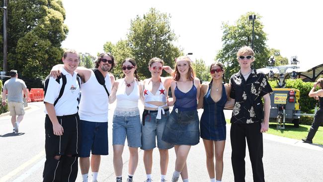 Zane Brett, Spencer Brett, Amelia Hughes, Bella Lee Archer, Jasmine Ivani, Abbey Mervin and Ryan Sullivan at St. Jerome’s Laneway Festival in Melbourne 2024.