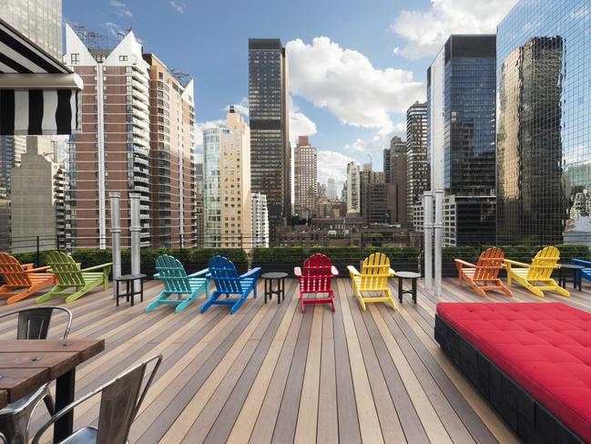 ESCAPE: New York Hotels, Christine Retschlag -  Rooftop deck,  Pod 51 Hotel, New York.  Picture: Supplied