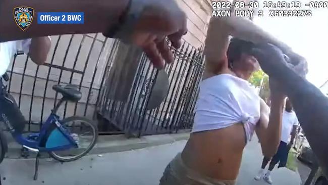 Bodycam footage revealed the moment Det Kinsey punched the woman in the face. Picture: NYPD