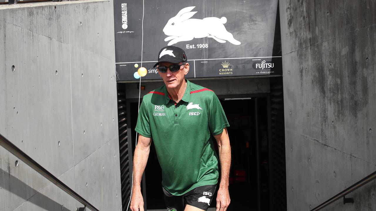 Wayne Bennett arrives at Redfern for his first training session as Rabbitohs’ coach.