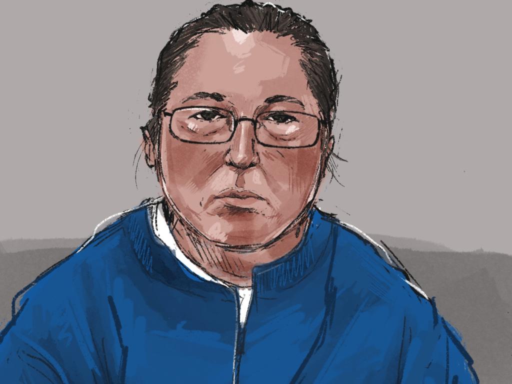 22/04/2024: A court sketch of Erin Patterson during her court appearance via video link from Dame Phyllis Frost Centre