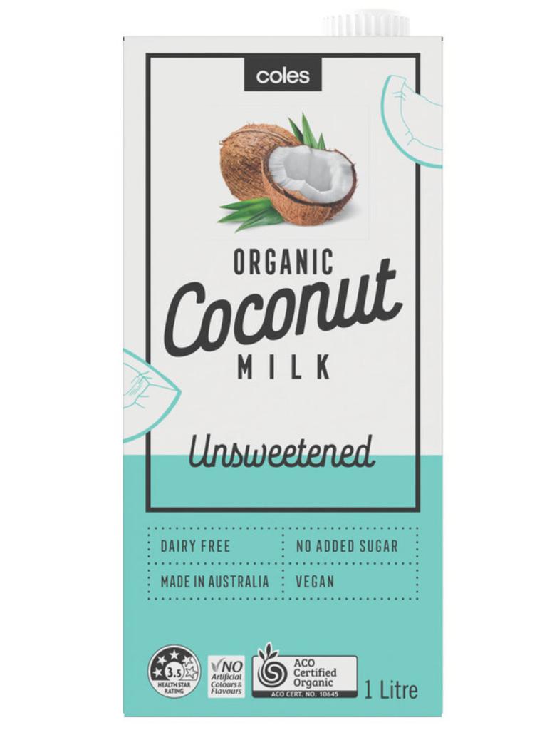 Coles Organic Unsweetened Coconut Milk has been recalled because it had an undetected presence of milk. Picture: Supplied