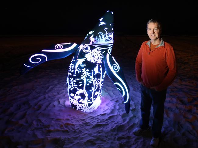 Swell Sculpture Festival: John Cox with his sculpture called See Life. Pic: Richard Gosling