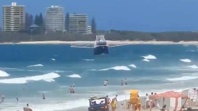 Fishing trawler drifts too close to Mooloolaba Beach. Picture - S**t Maroochydore on Instagram.