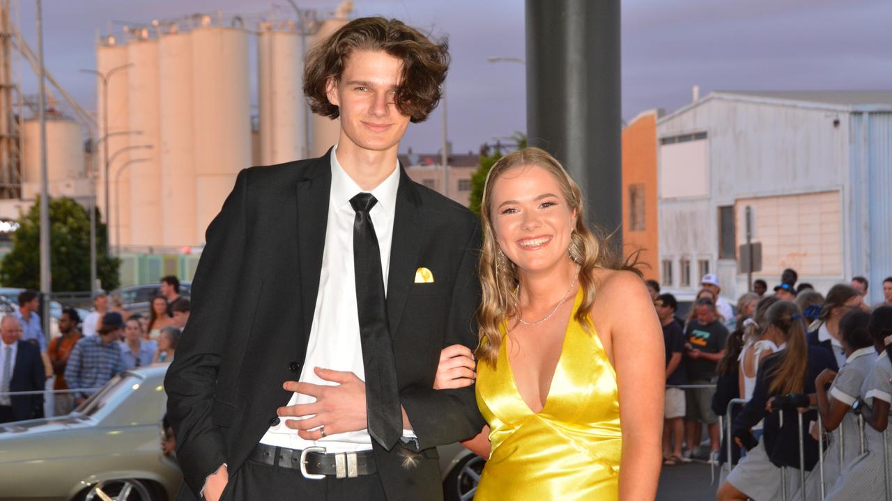 Toowoomba school formals. At the 2023 St Ursula's College formal is graduate Jasmine Lewis with her partner. Picture: Rhylea Millar