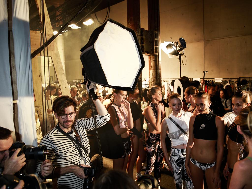 Behind the scenes at Fashion Week at Carriageworks. Picture: Dylan Robinson