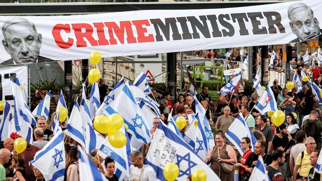 Left-wing activists gather for a demonstration against the Israeli government in Tel Aviv on July 6. Picture: Jack Guez/AFP